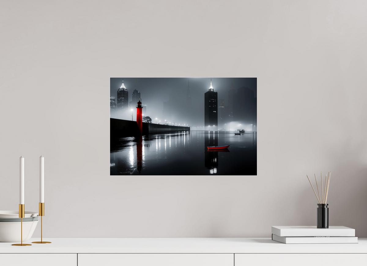 45 x 30 cm, Acrylglas glänzend standard Hafenstadt bei Nacht -noir city- 01—Wandkunst, Fine Art Print, Leinwand, Acryldruck, Alu-Dibond