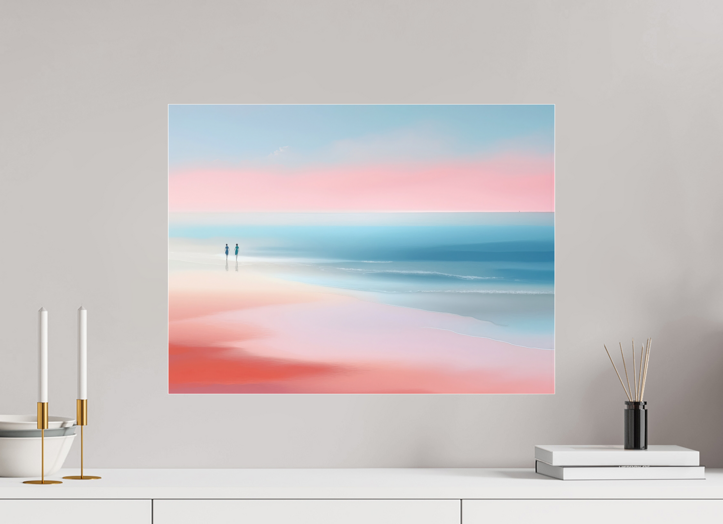 60 x 45 cm, Fine Art Pigmentdruck hinter Acrylglas Zwei Frauen am Meer—Wandkunst, Fine Art Print, Leinwand, Acryldruck, Alu-Dibond