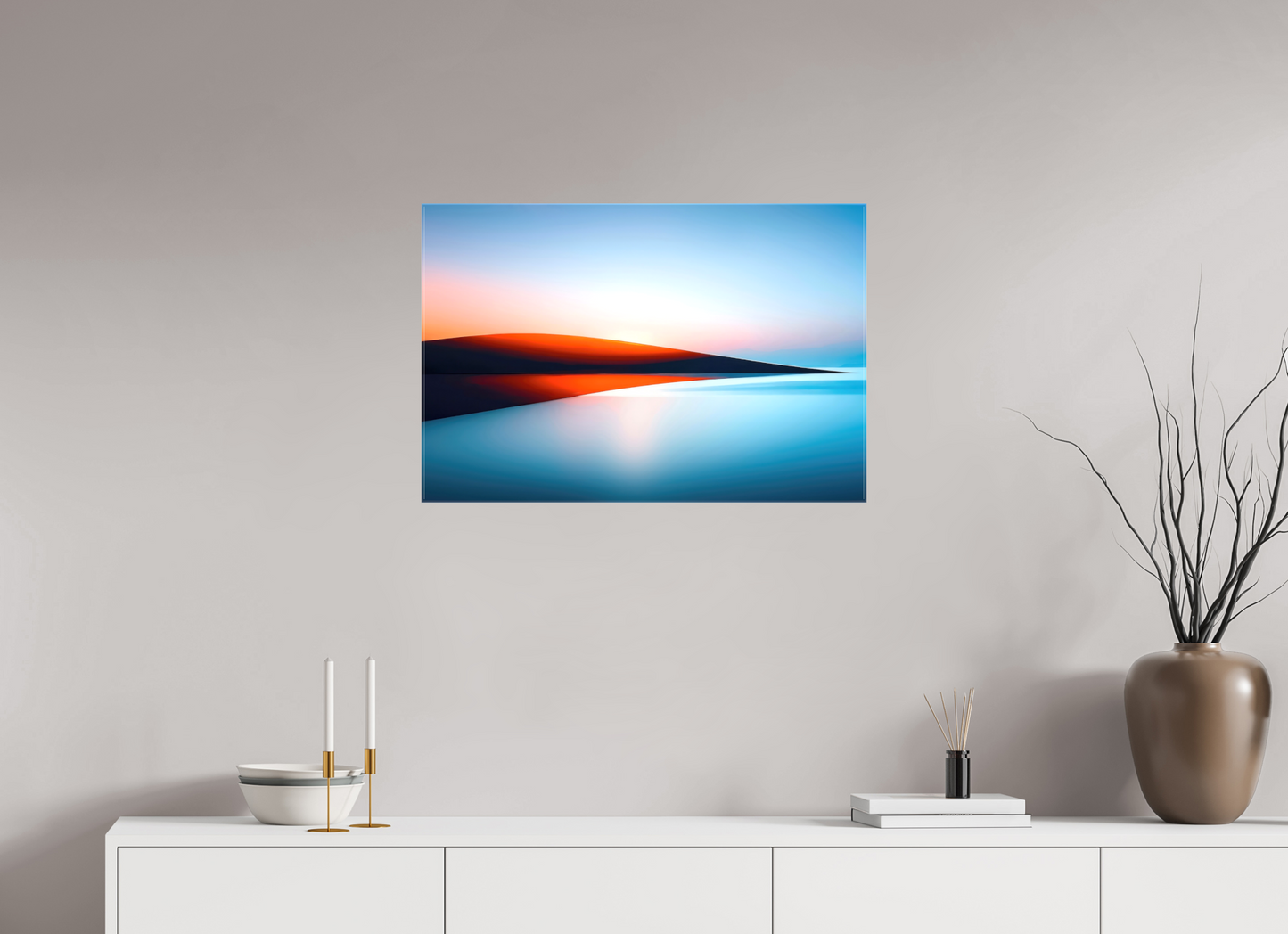 75 x 50 cm, Leinwand glänzend Lichtlinie am Horizont-01—Wandkunst, Fine Art Print, Leinwand, Acryldruck, Alu-Dibond