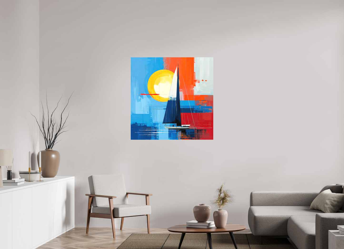 100 x 100 cm, Fine Art Pigmentdruck hinter Acrylglas Segelboot-Kunst – Licht, Farbe und Bewegung—Wandkunst, Fine Art Print, Leinwand, Acryldruck, Alu-Dibond