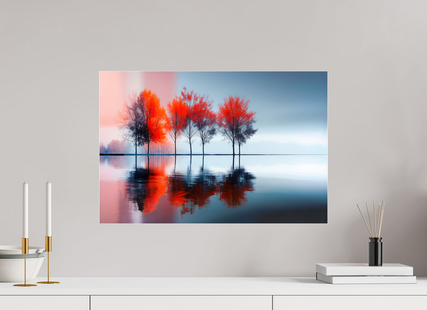 60 x 40 cm, Acrylglas glänzend standard Stille in Rot—Wandkunst, Fine Art Print, Leinwand, Acryldruck, Alu-Dibond