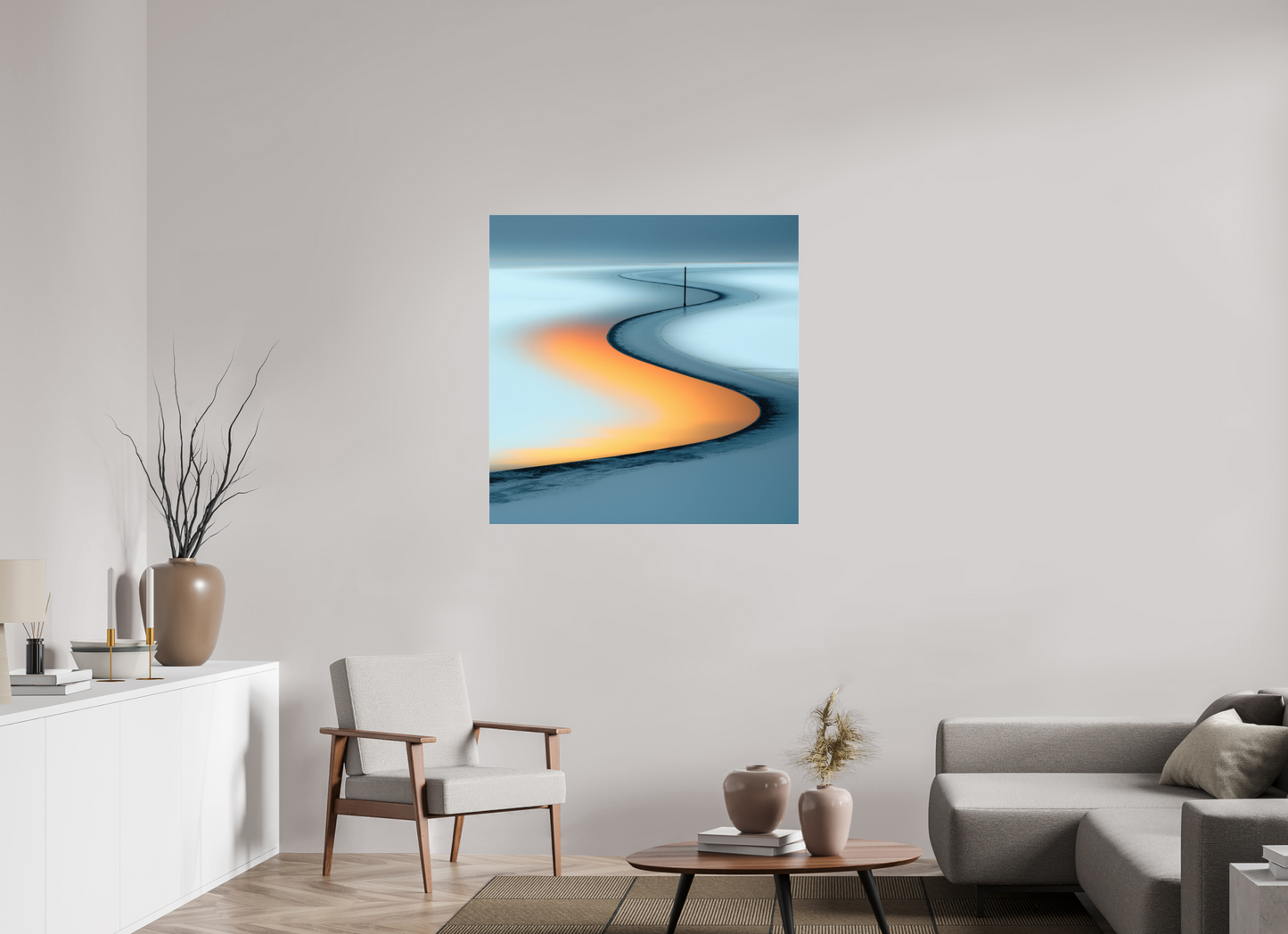 100 x 100 cm, Acrylglas glänzend standard Goldener Priel—Wandkunst, Fine Art Print, Leinwand, Acryldruck, Alu-Dibond