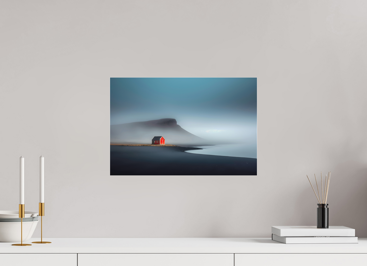 45 x 30 cm, Fine Art Pigmentdruck hinter Acrylglas Haus am Meer-01—Wandkunst, Fine Art Print, Leinwand, Acryldruck, Alu-Dibond