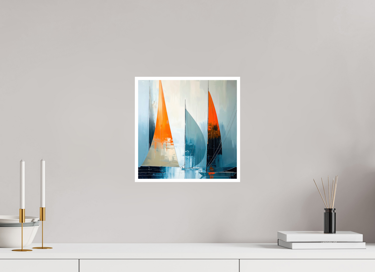 30 x 30 cm, Fine Art Print Hahnemühle Baryta Segelboot-Kunst - Abstraktion in Bewegung—Wandkunst, Fine Art Print, Leinwand, Acryldruck, Alu-Dibond