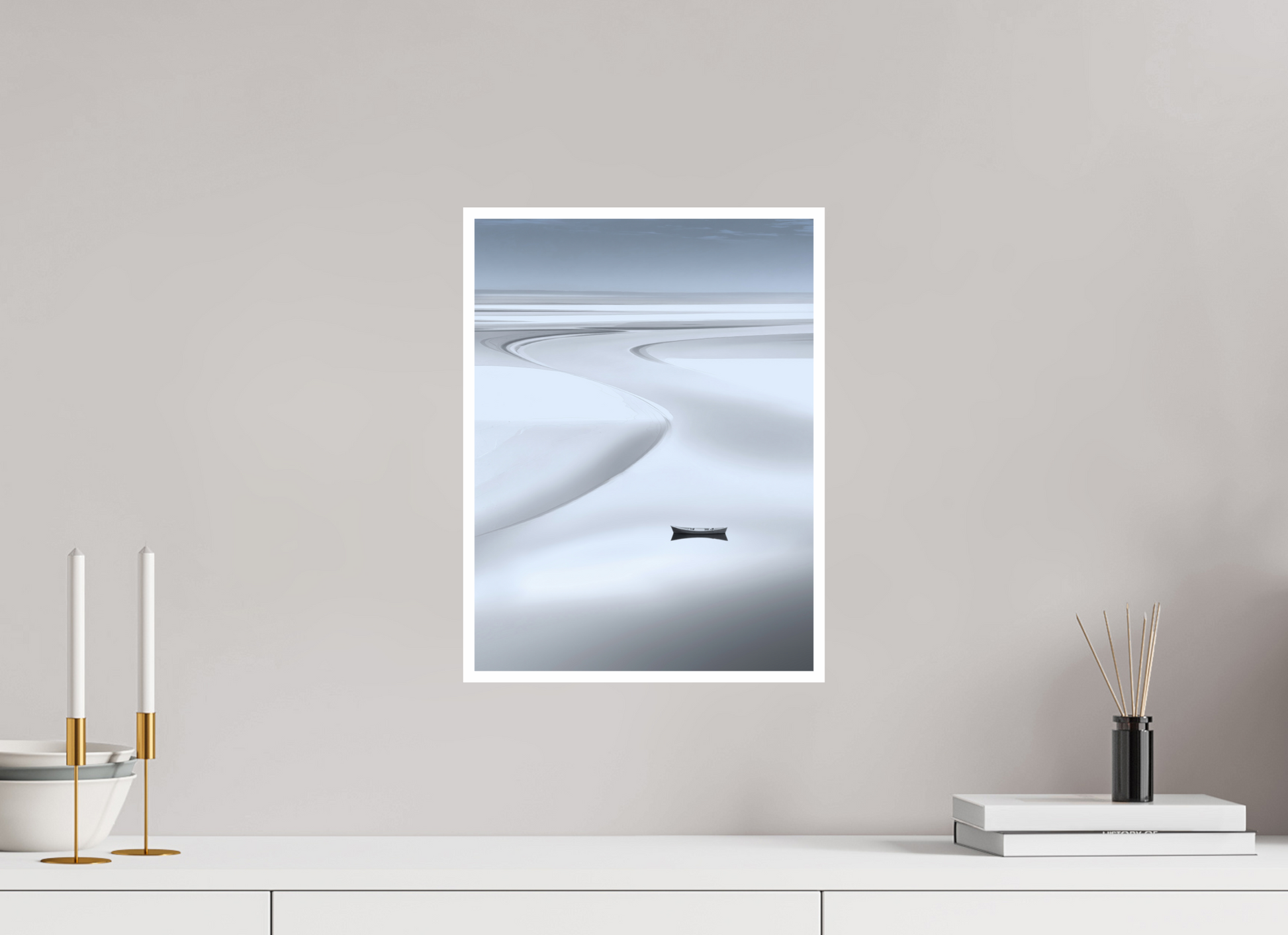 30 x 40 cm, Fine Art Print Hahnemühle Baryta Boot im Wattenmeer