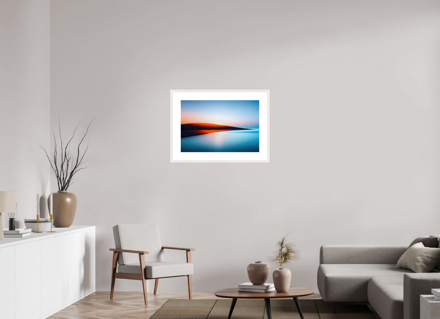 75 x 50 cm, Fine Art Print gerahmt Lichtlinie am Horizont-01