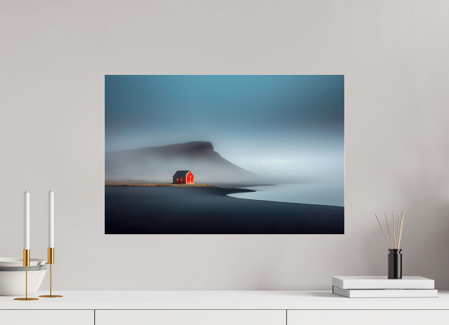 60 x 40 cm, Acrylglas glänzend standard Haus am Meer-01—Wandkunst, Fine Art Print, Leinwand, Acryldruck, Alu-Dibond