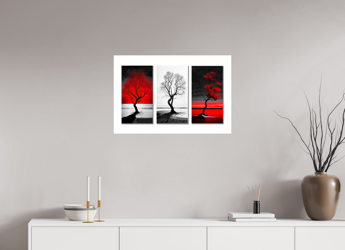 75 x 50 cm, Acrylglas glänzend standard Triptychon Bäume am Ufer-03
