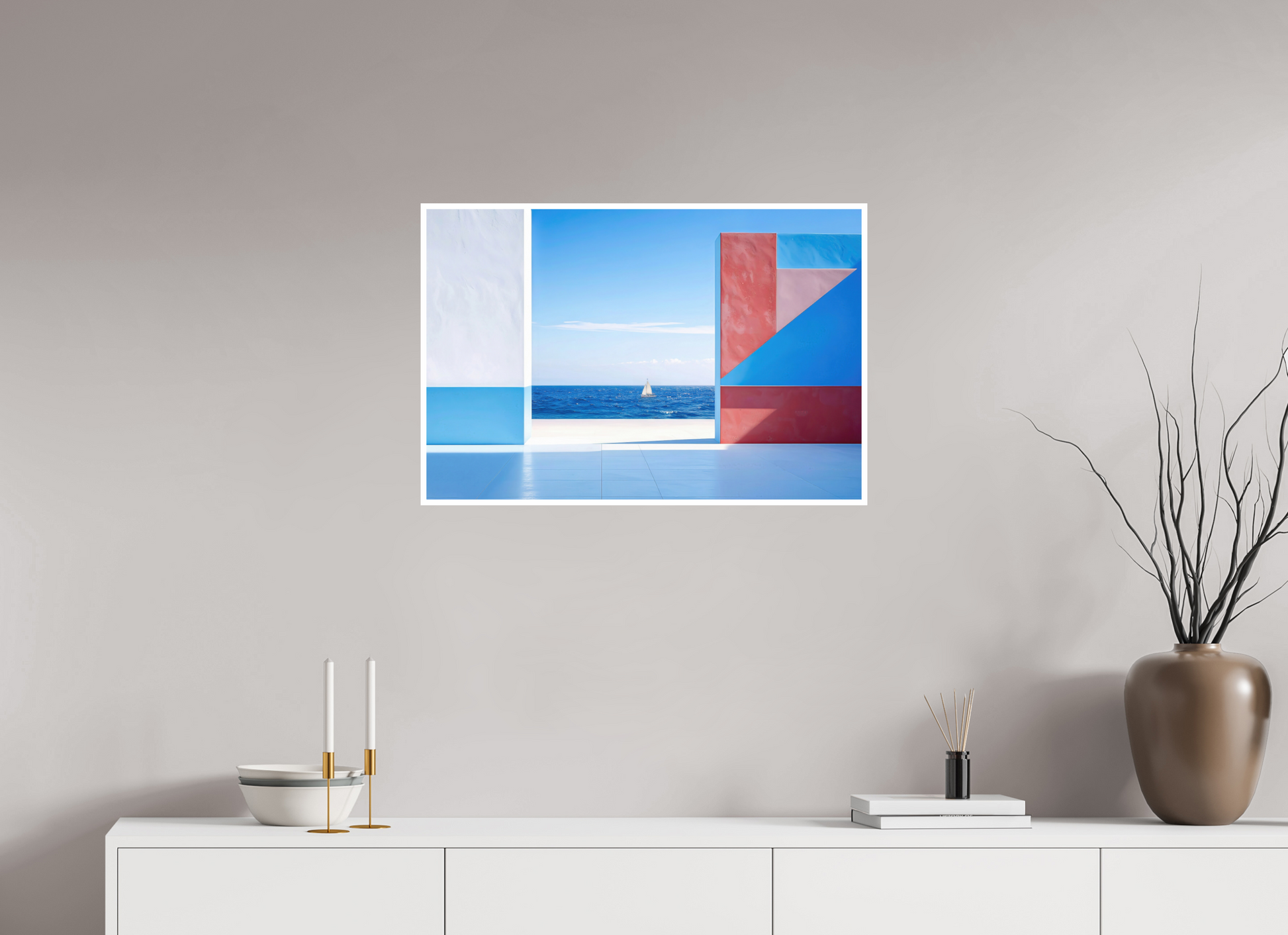 75 x 50 cm, Fine Art Print Hahnemühle Baryta Mauer am Meer-03—Wandkunst, Fine Art Print, Leinwand, Acryldruck