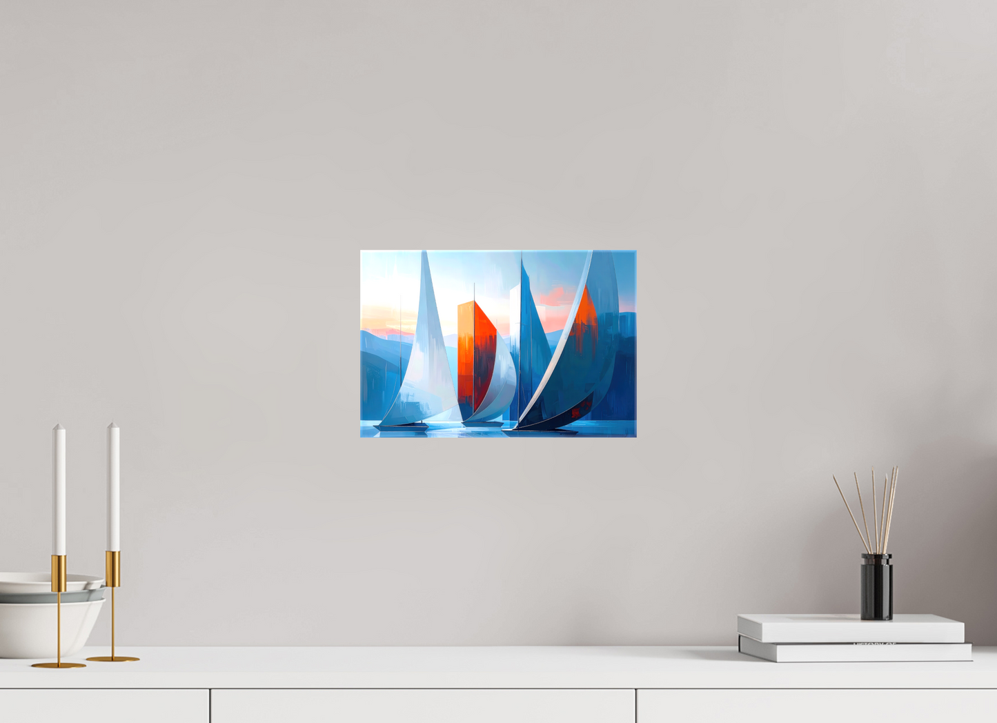 30 x 20 cm, Leinwand glänzend Segelboote abstrakt-15-32
