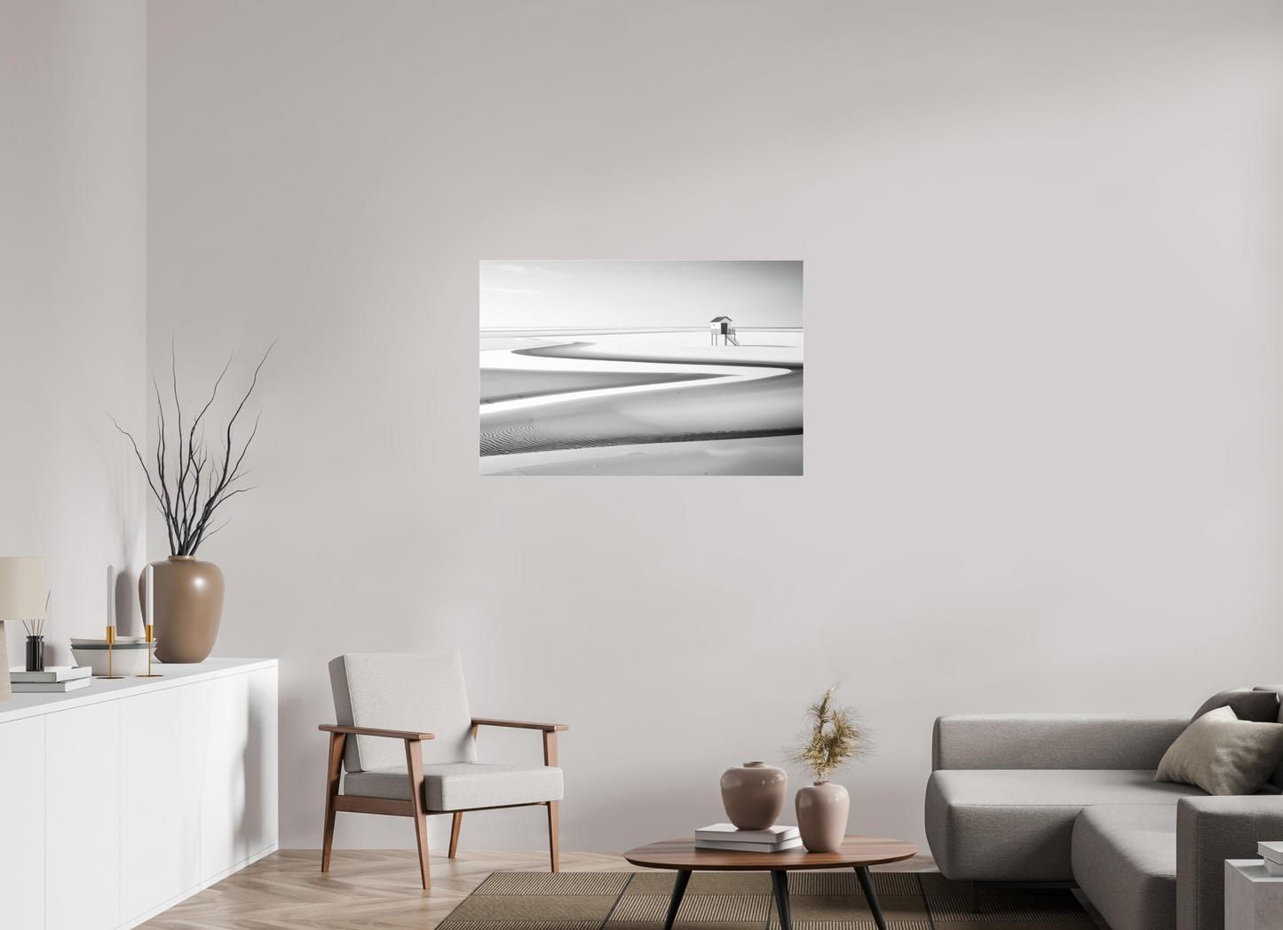 105 x 70 cm, Acrylglas glänzend standard Pfahlhaus im Wattenmeer-01