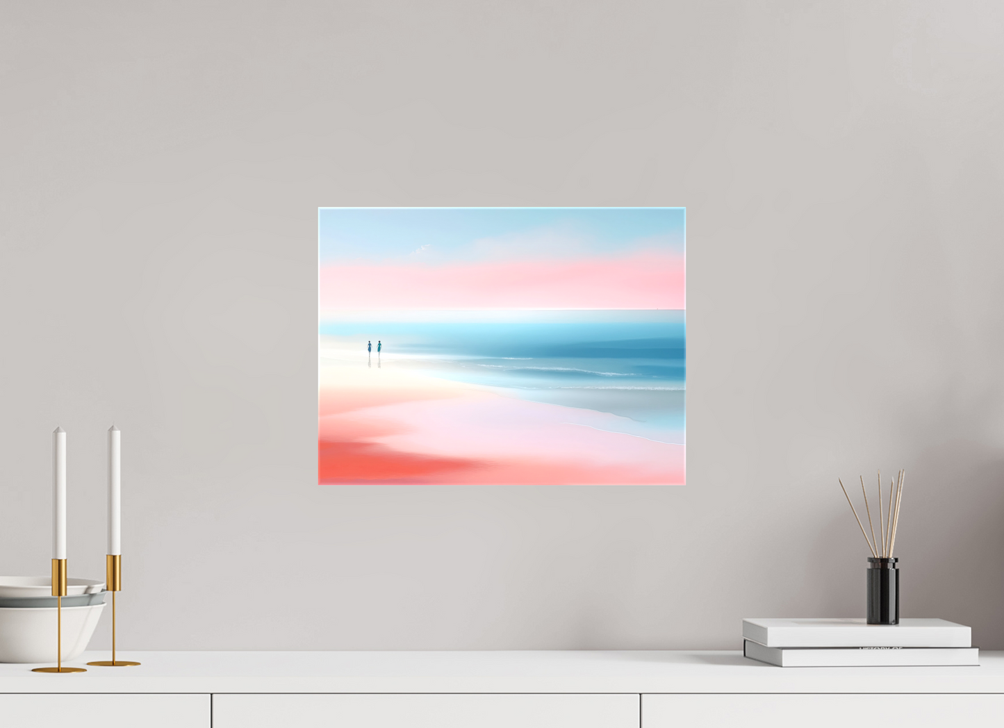 40 x 30 cm, Leinwand glänzend Zwei Frauen am Meer—Wandkunst, Fine Art Print, Leinwand, Acryldruck, Alu-Dibond