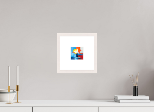 10 x 10 cm, Fine Art Print gerahmt Segelboot-Kunst – Licht, Farbe und Bewegung