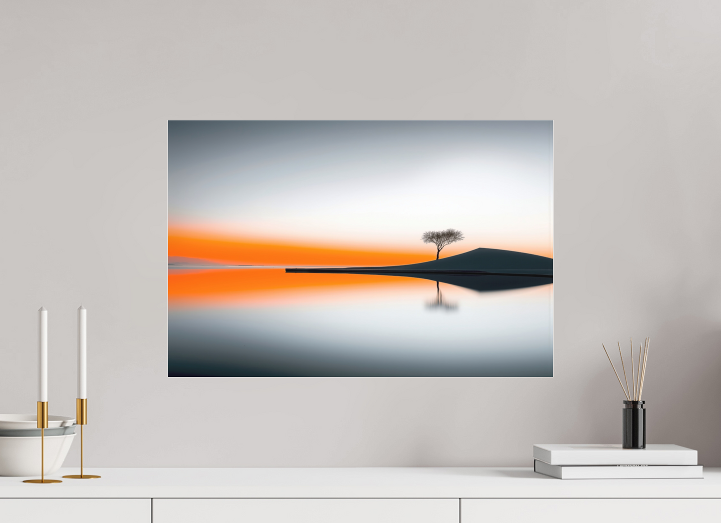 60 x 40 cm, Fine Art Pigmentdruck hinter Acrylglas Uferlinie im Morgenlicht—Wandkunst, Fine Art Print, Leinwand, Acryldruck, Alu-Dibond