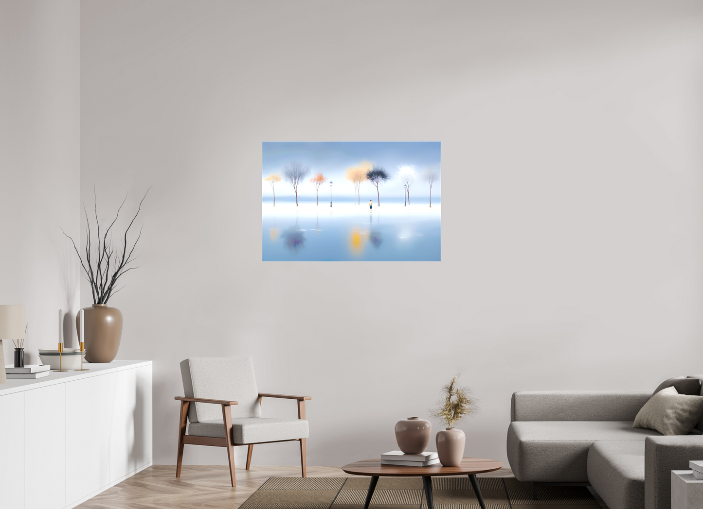 105 x 70 cm, Leinwand glänzend Stilles Ufer, ferne Gedanken—Wandkunst, Fine Art Print, Leinwand, Acryldruck, Alu-Dibond