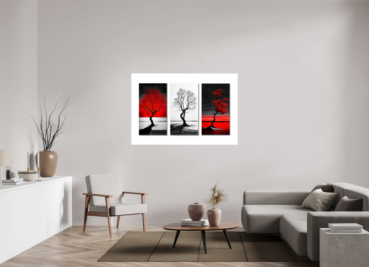 150 x 100 cm, Fine Art Print Hahnemühle Baryta Triptychon Bäume am Ufer-03