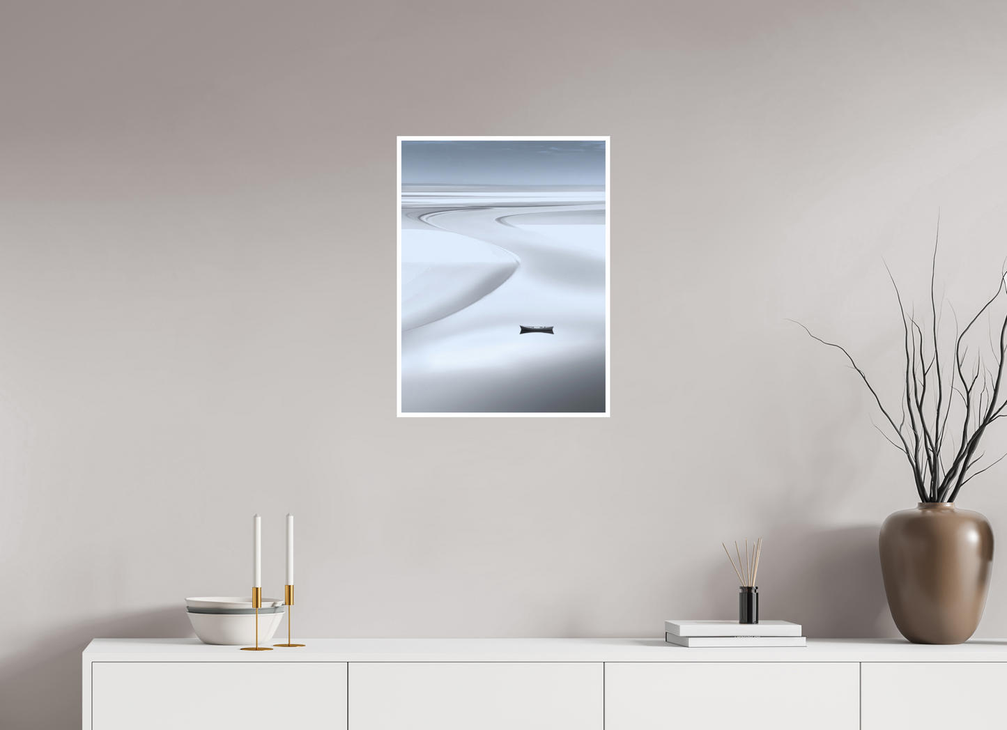 45 x 60 cm, Fine Art Print Hahnemühle Baryta Boot im Wattenmeer