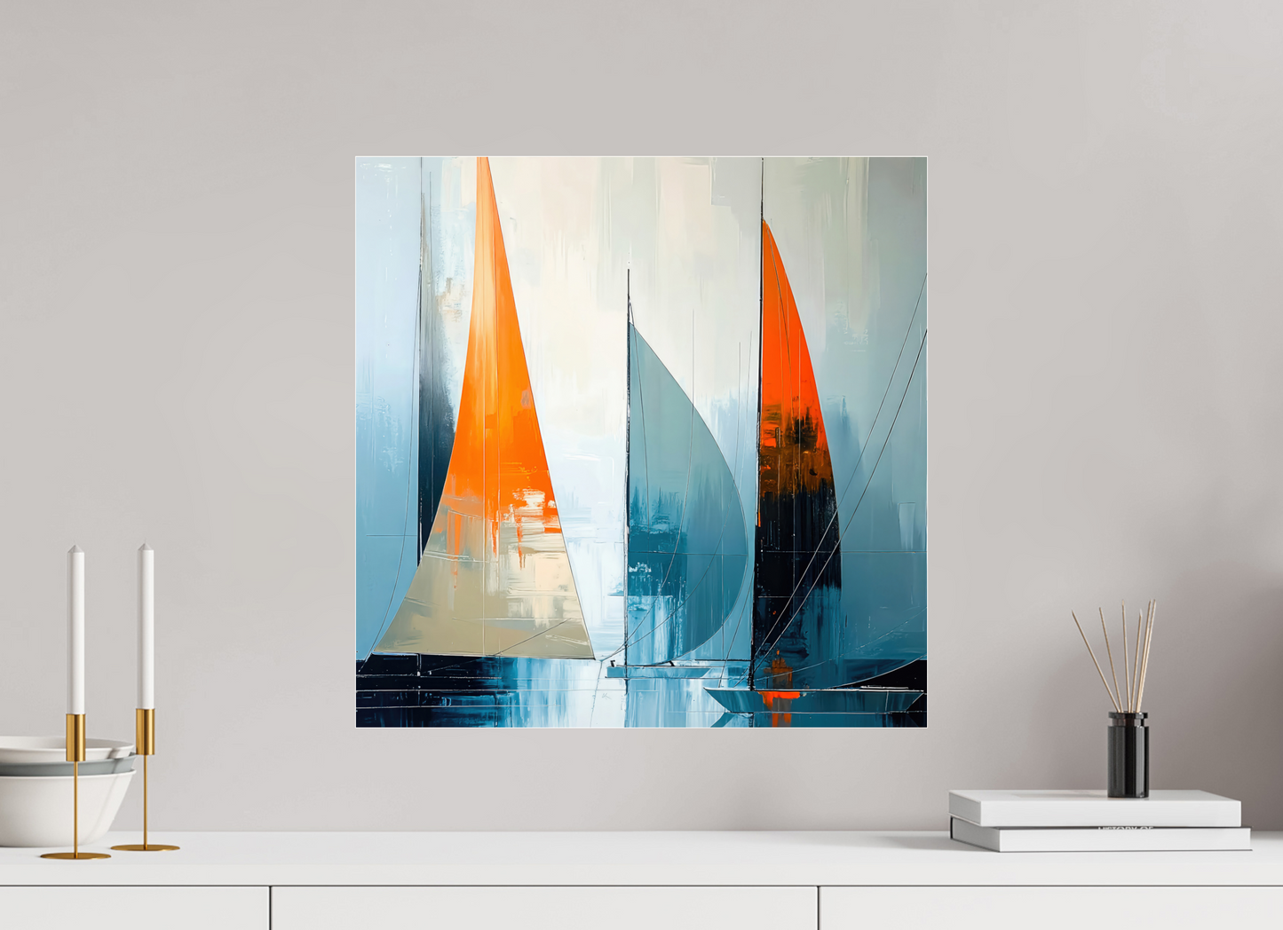 50 x 50 cm, Acrylglas glänzend standard Segelboot-Kunst - Abstraktion in Bewegung—Wandkunst, Fine Art Print, Leinwand, Acryldruck, Alu-Dibond
