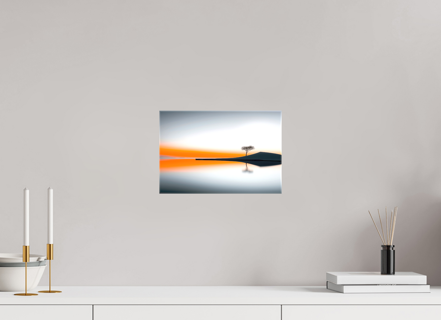 30 x 20 cm, Leinwand glänzend Uferlinie im Morgenlicht