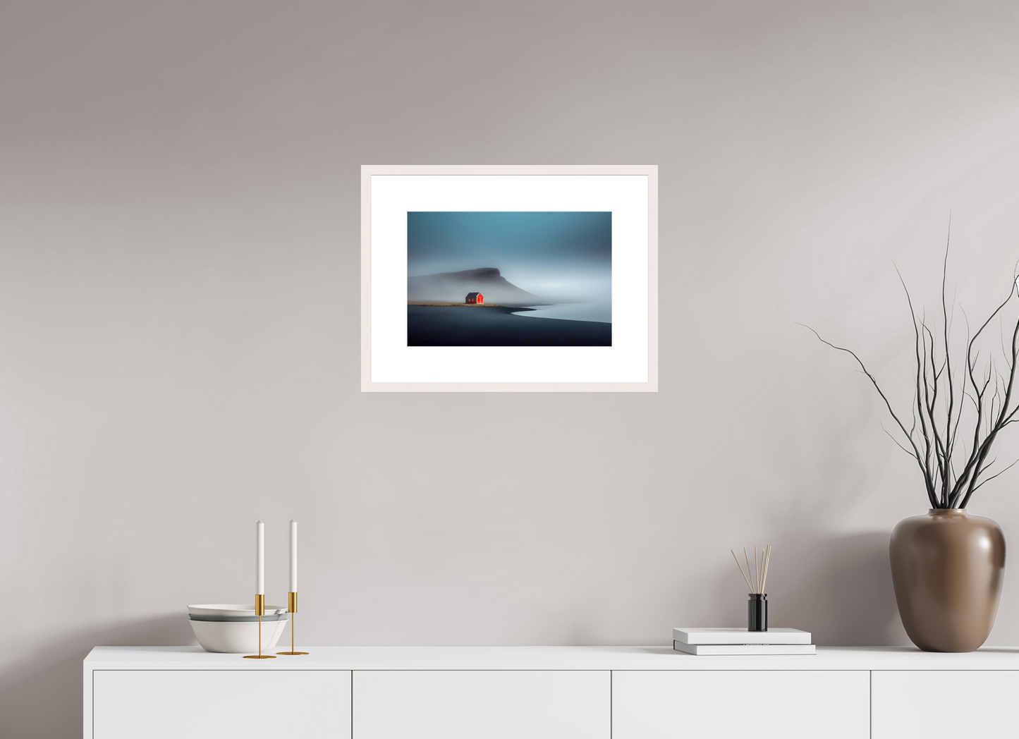 45 x 30 cm, Fine Art Print gerahmt Haus am Meer-01