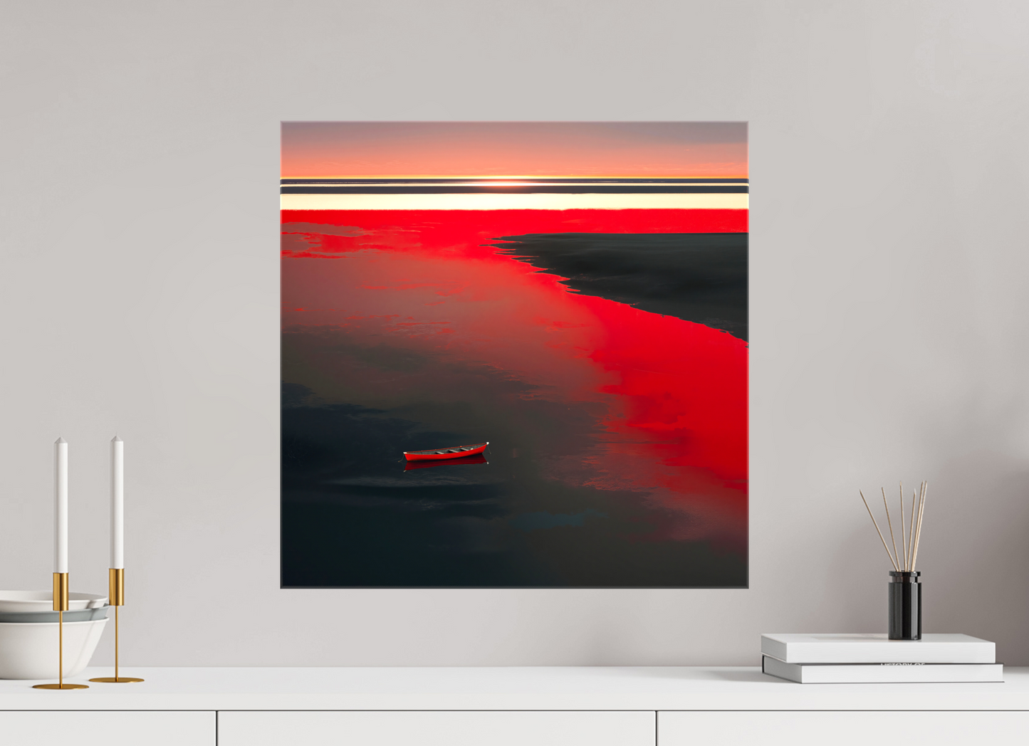 50 x 50 cm, Leinwand glänzend Allein im Rot