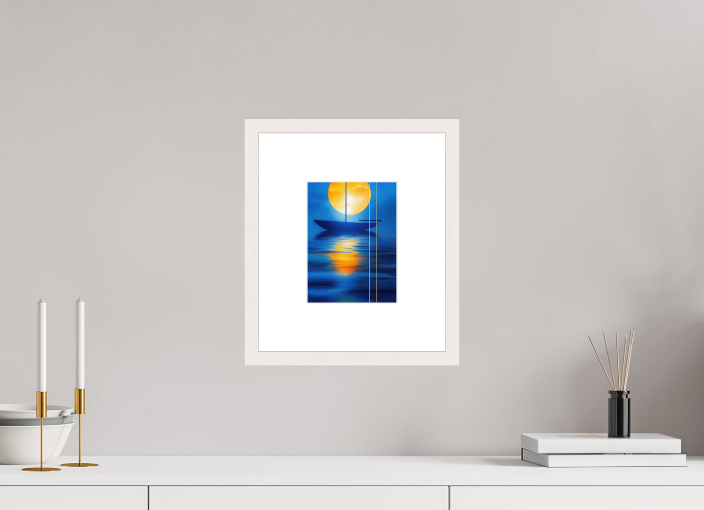 15 x 20 cm, Fine Art Print gerahmt Segel im goldenen Kreis