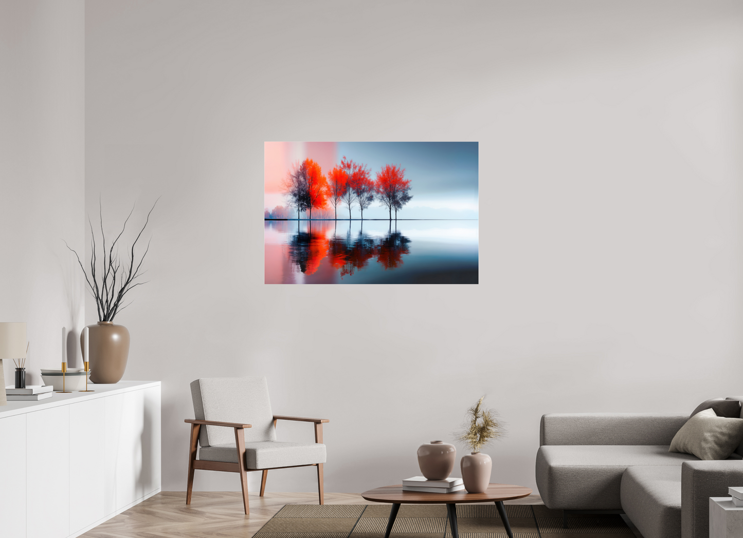 120 x 80 cm, Acrylglas glänzend standard Stille in Rot—Wandkunst, Fine Art Print, Leinwand, Acryldruck, Alu-Dibond