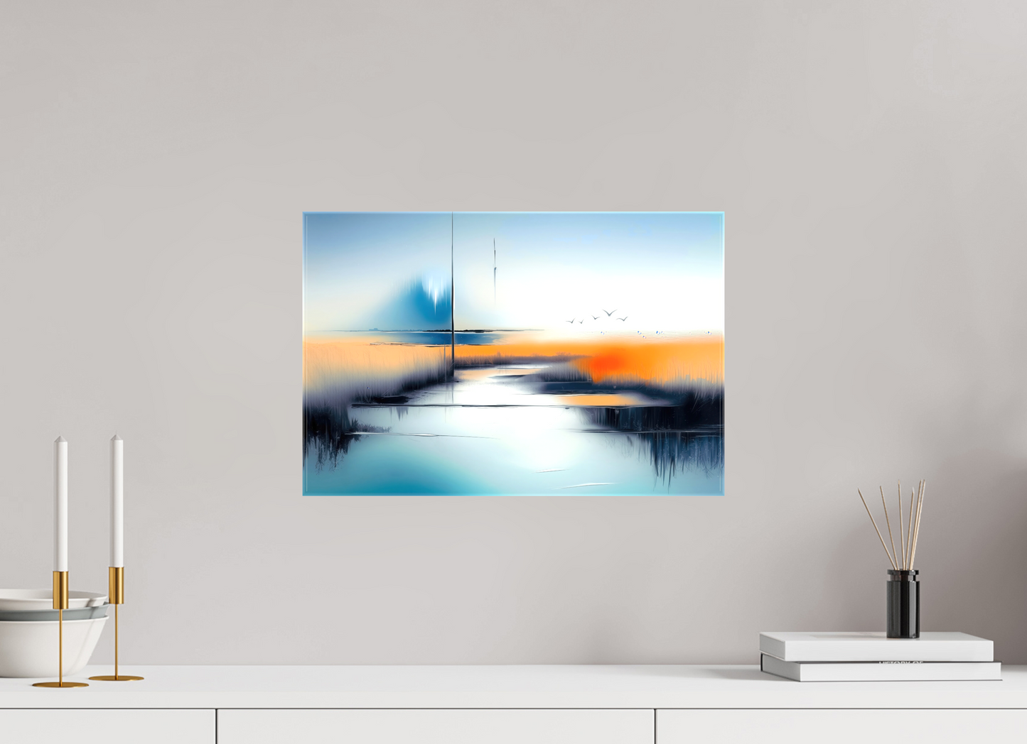 45 x 30 cm, Leinwand glänzend Salzwiese im schwebenden Licht—Wandkunst, Fine Art Print, Leinwand, Acryldruck, Alu-Dibond
