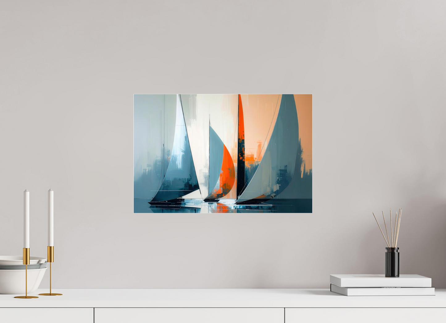 45 x 30 cm, Acrylglas glänzend standard Segelboote abstrakt-14-32—Wandkunst, Fine Art Print, Leinwand, Acryldruck, Alu-Dibond