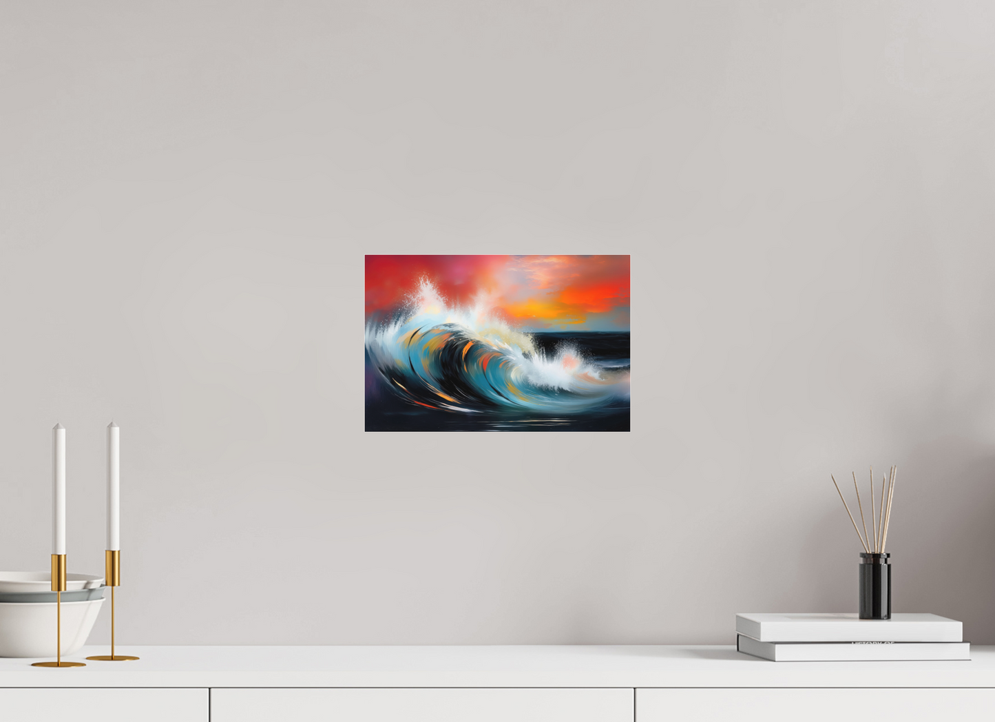 30 x 20 cm, Fine Art Pigmentdruck hinter Acrylglas Glühende Brandung