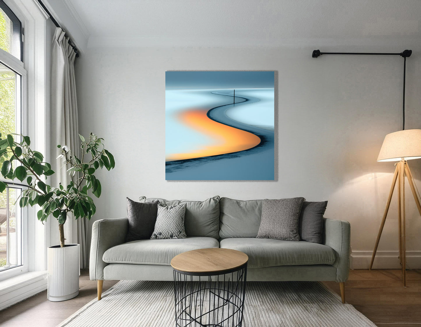 Goldener Priel—Wandkunst, Fine Art Print, Leinwand, Acryldruck, Alu-Dibond