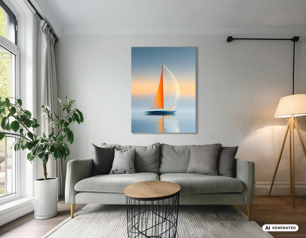 Ein Segel, ein Horizont—Wandkunst, Fine Art Print, Leinwand, Acryldruck
