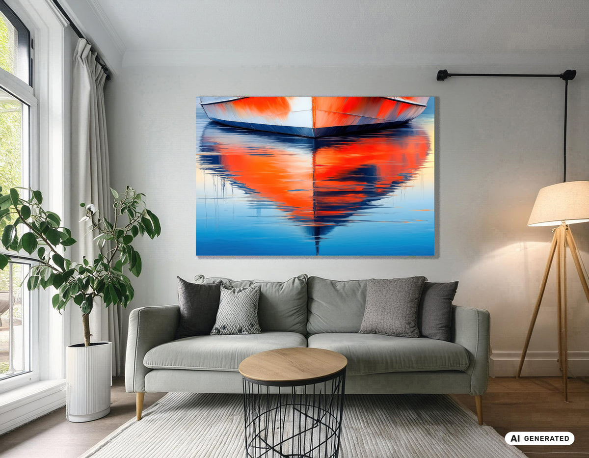 Reflejo en el agua casco de barco-01—Arte de pared, impresión artística, lienzo, impresión en acrílico