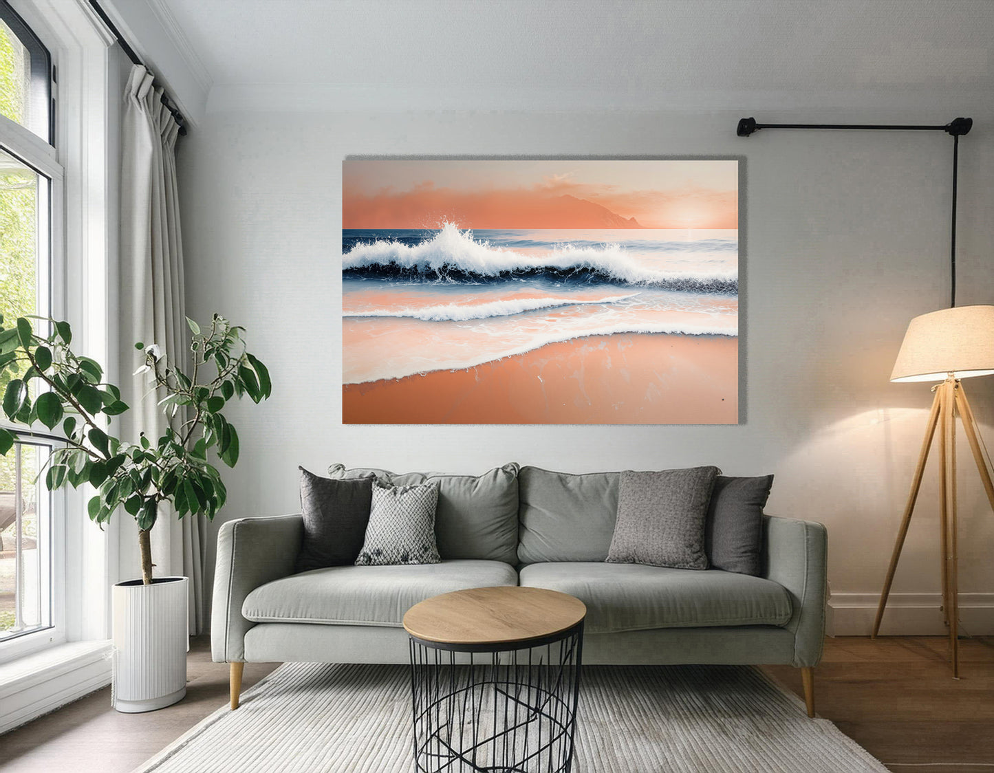 Brandung in Pastell—Wandkunst, Fine Art Print, Leinwand, Acryldruck, Alu-Dibond