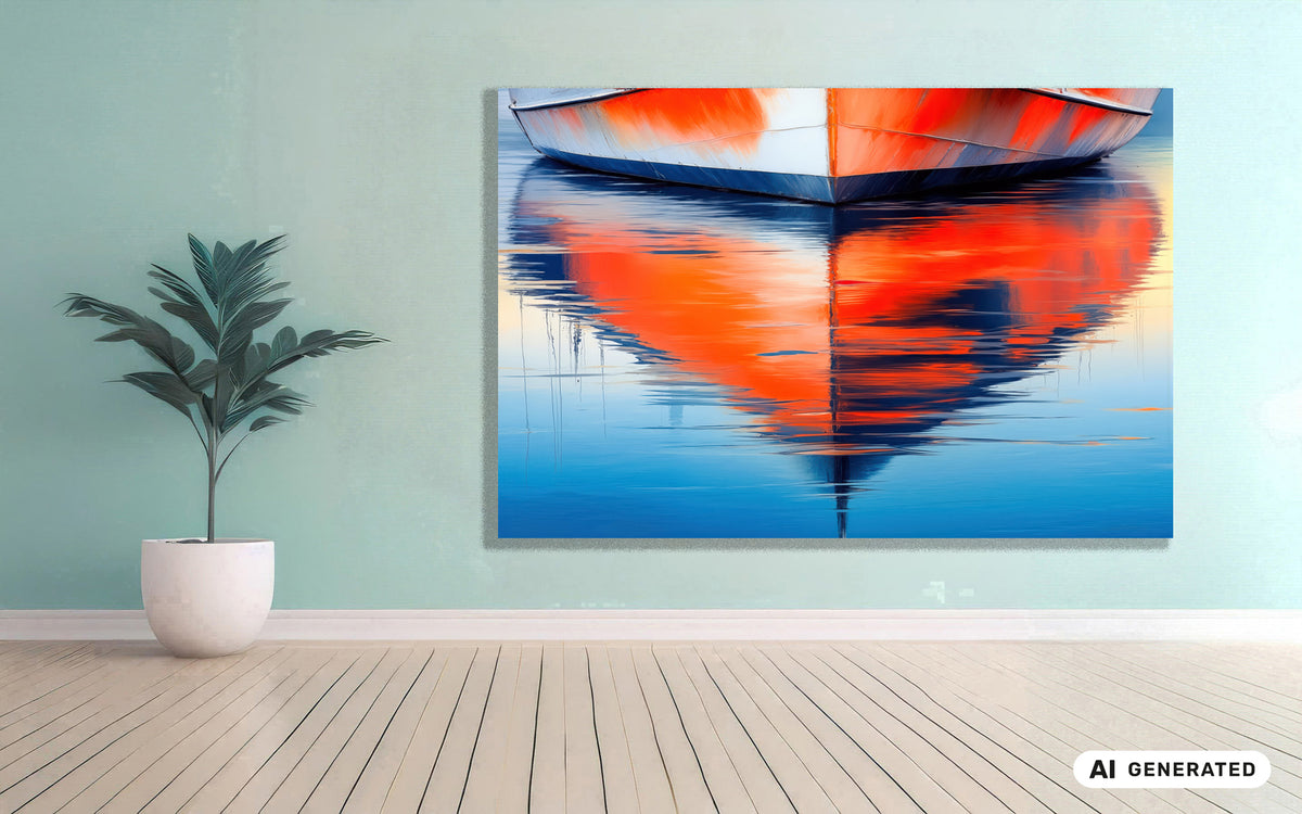 Reflejo en el agua casco de barco-01—Arte de pared, impresión artística, lienzo, impresión en acrílico