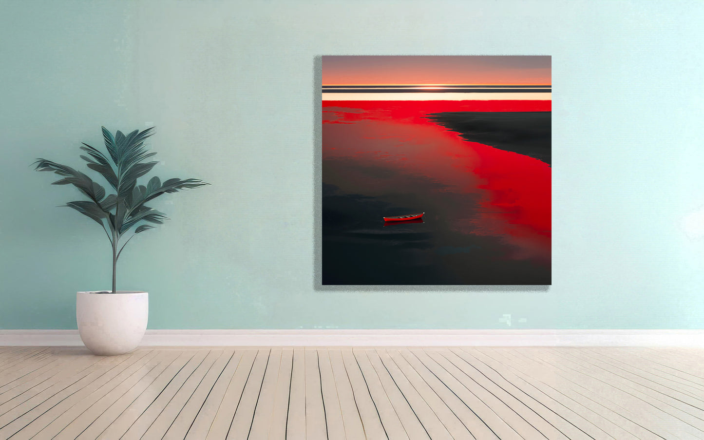 Allein im Rot—Wandkunst, Fine Art Print, Leinwand, Acryldruck, Alu-Dibond