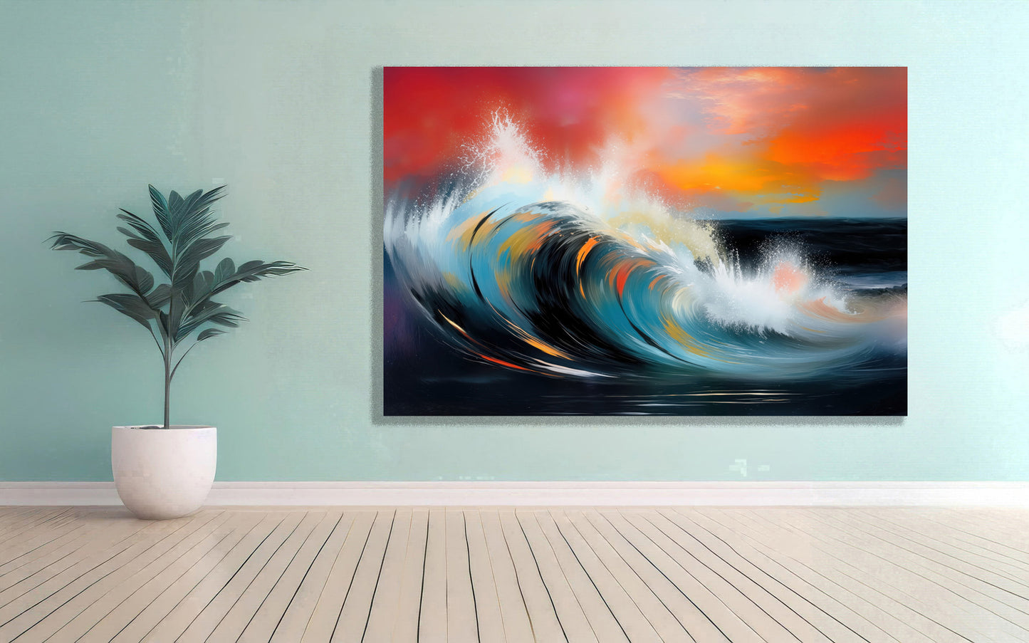 Glühende Brandung—Wandkunst, Fine Art Print, Leinwand, Acryldruck, Alu-Dibond