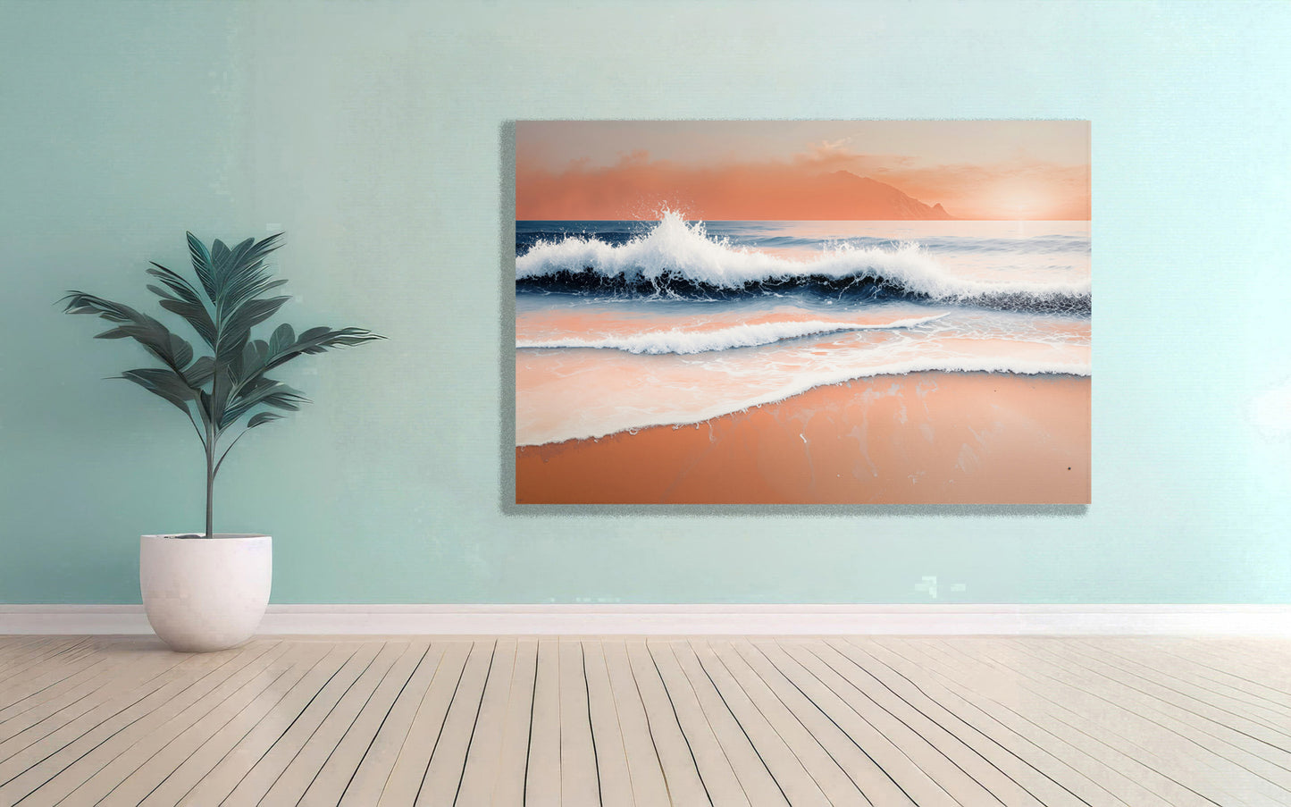 Brandung in Pastell—Wandkunst, Fine Art Print, Leinwand, Acryldruck, Alu-Dibond