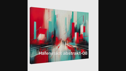 Hafenstadt-abstrakt-08, Leinwand, Wandbild, rot, aquamarine, minimalistisch, abstrakt, Gemälde-Look